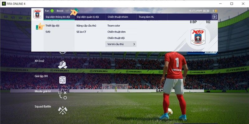 Đổi chỉ số cầu thủ trong FIFA Online 4